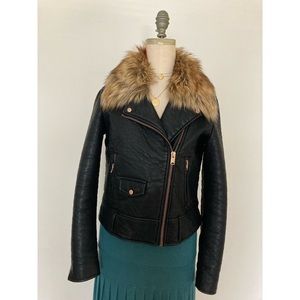 Marc New York fur trimmed leather jacket
